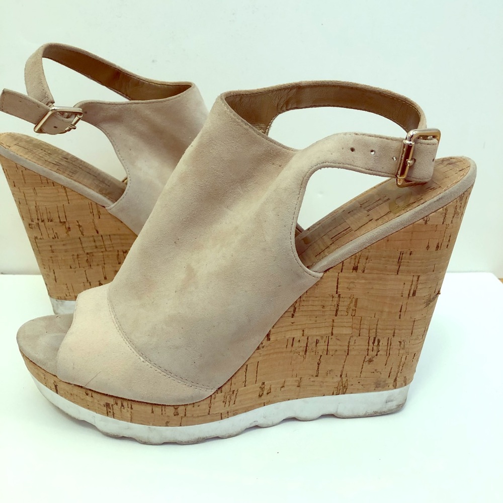 Sam Edelman suede and cork platform wedge sandals